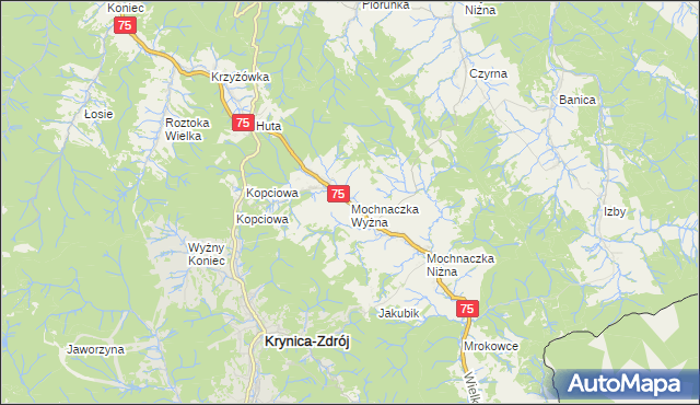 mapa Mochnaczka Wyżna, Mochnaczka Wyżna na mapie Targeo