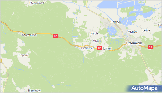 mapa Piotrowice gmina Przemków, Piotrowice gmina Przemków na mapie Targeo