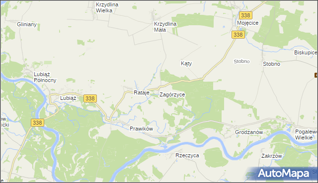 mapa Zagórzyce gmina Wołów, Zagórzyce gmina Wołów na mapie Targeo