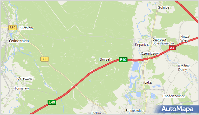 mapa Buczek gmina Bolesławiec, Buczek gmina Bolesławiec na mapie Targeo