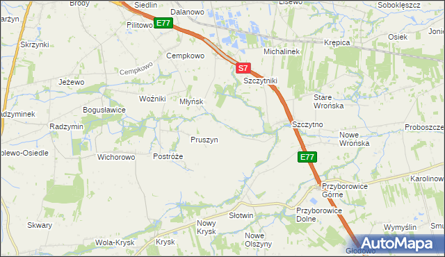 mapa Poczernin gmina Płońsk, Poczernin gmina Płońsk na mapie Targeo