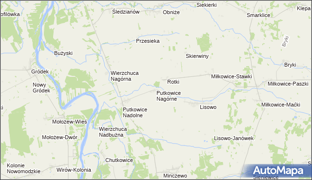 mapa Putkowice Nagórne, Putkowice Nagórne na mapie Targeo
