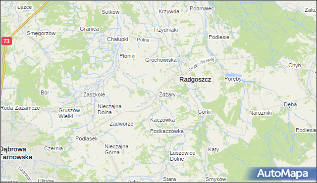 mapa Żdżary gmina Radgoszcz, Żdżary gmina Radgoszcz na mapie Targeo