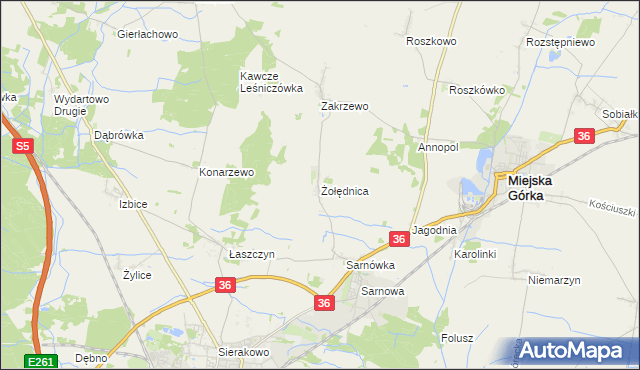 mapa Żołędnica, Żołędnica na mapie Targeo