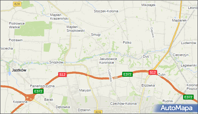 mapa Jakubowice Konińskie, Jakubowice Konińskie na mapie Targeo