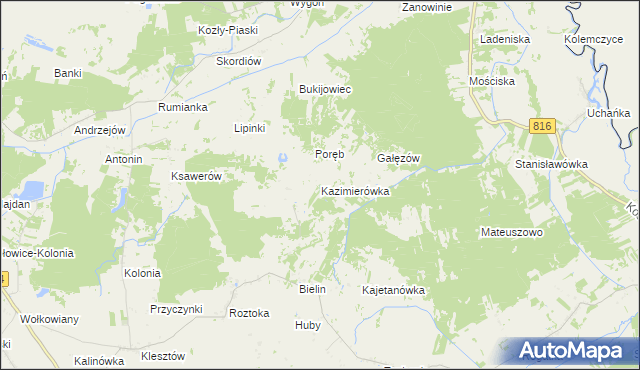 mapa Kazimierówka gmina Żmudź, Kazimierówka gmina Żmudź na mapie Targeo