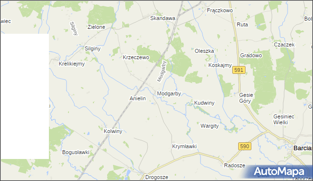 mapa Modgarby, Modgarby na mapie Targeo