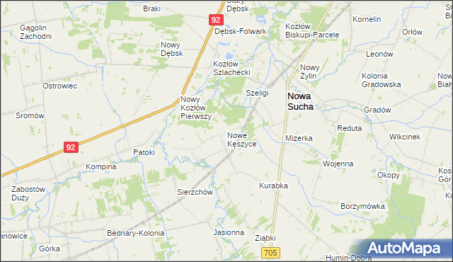 mapa Nowe Kęszyce, Nowe Kęszyce na mapie Targeo