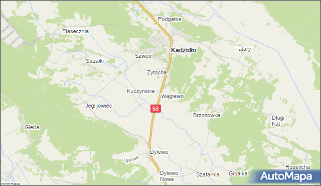 mapa Wąglewo, Wąglewo na mapie Targeo