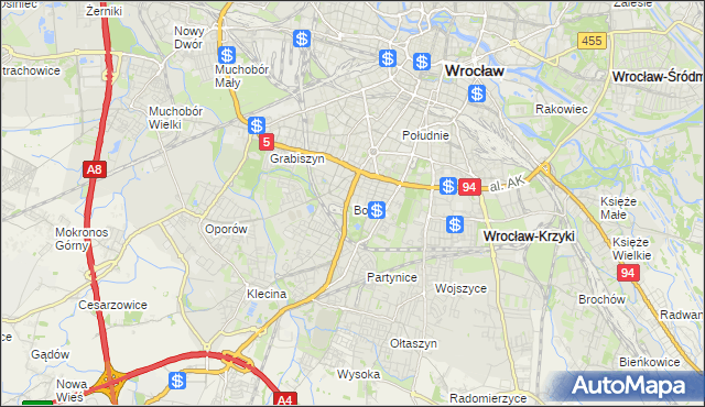 mapa Borek gmina Wrocław, Borek gmina Wrocław na mapie Targeo