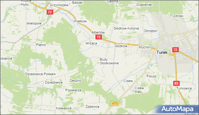 mapa Budy Słodkowskie, Budy Słodkowskie na mapie Targeo