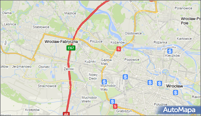 mapa Gądów Mały, Gądów Mały na mapie Targeo