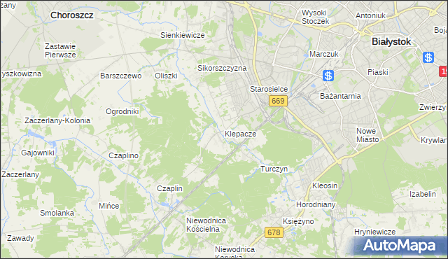 mapa Klepacze gmina Choroszcz, Klepacze gmina Choroszcz na mapie Targeo