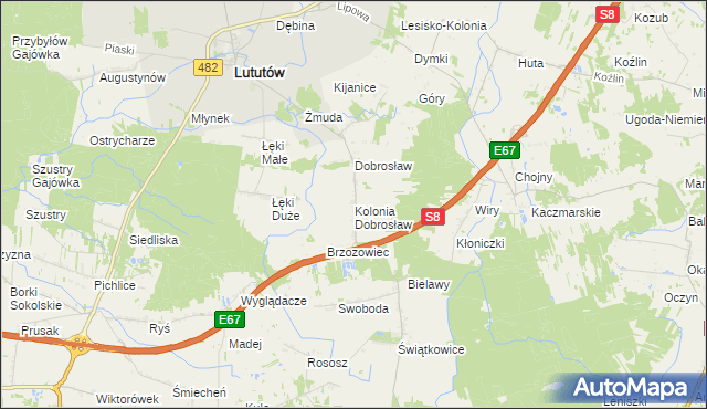 mapa Kolonia Dobrosław, Kolonia Dobrosław na mapie Targeo