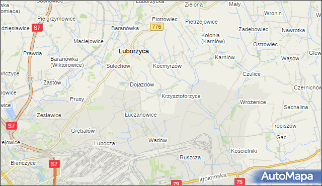 mapa Krzysztoforzyce, Krzysztoforzyce na mapie Targeo