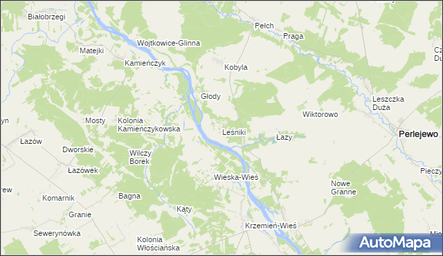 mapa Leśniki gmina Perlejewo, Leśniki gmina Perlejewo na mapie Targeo