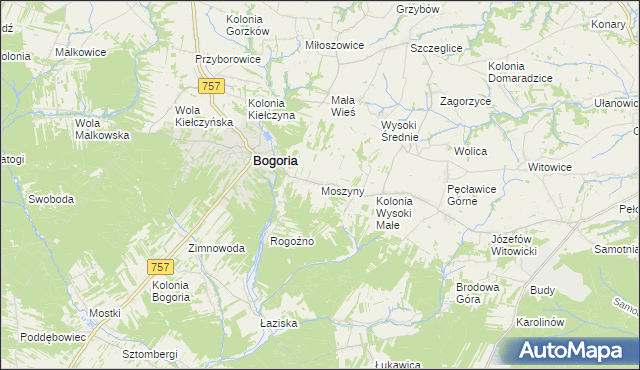 mapa Moszyny, Moszyny na mapie Targeo