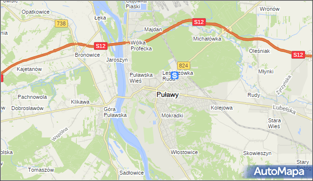 mapa Puław, Puławy na mapie Targeo