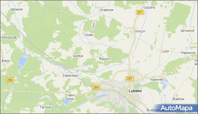 mapa Raszyn gmina Lubsko, Raszyn gmina Lubsko na mapie Targeo