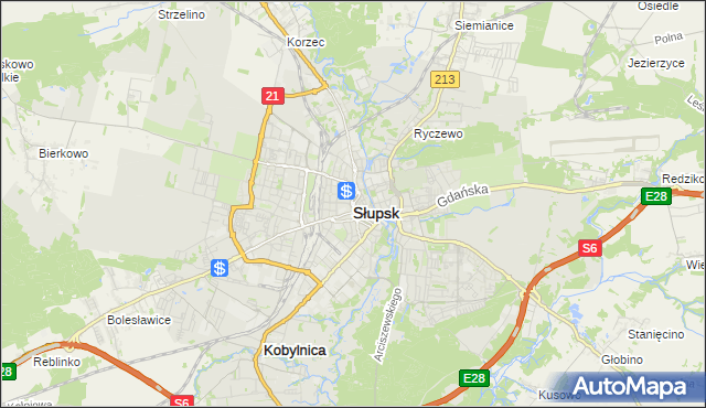 mapa Słupska, Słupsk na mapie Targeo
