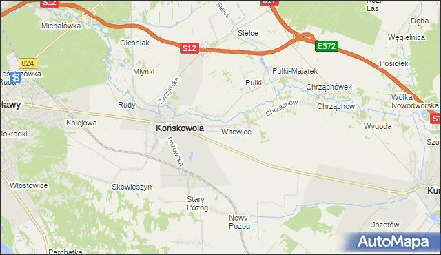 mapa Witowice gmina Końskowola, Witowice gmina Końskowola na mapie Targeo
