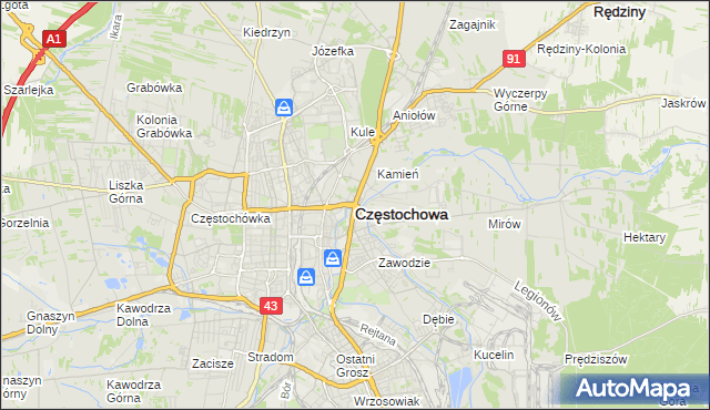 mapa Częstochowy, Częstochowa na mapie Targeo