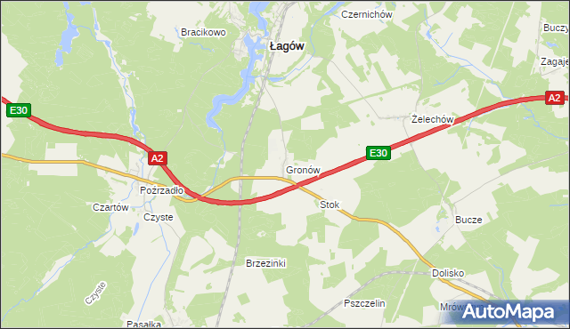 mapa Gronów gmina Łagów, Gronów gmina Łagów na mapie Targeo