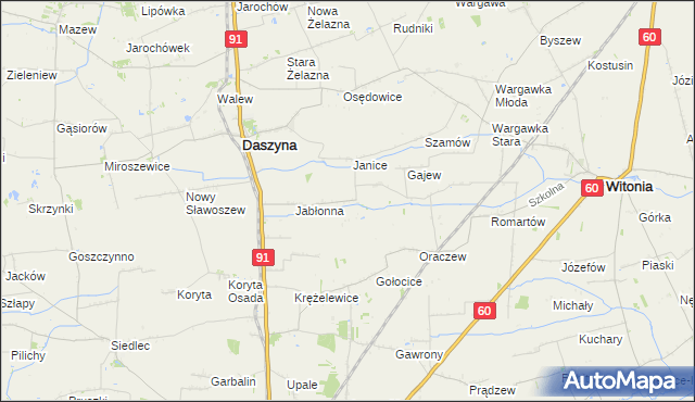 mapa Karkoszki gmina Daszyna, Karkoszki gmina Daszyna na mapie Targeo