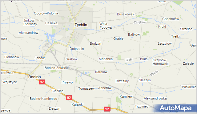 mapa Marianka gmina Żychlin, Marianka gmina Żychlin na mapie Targeo