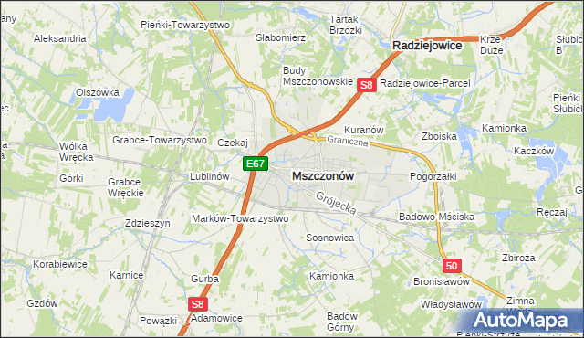 mapa Mszczonów, Mszczonów na mapie Targeo