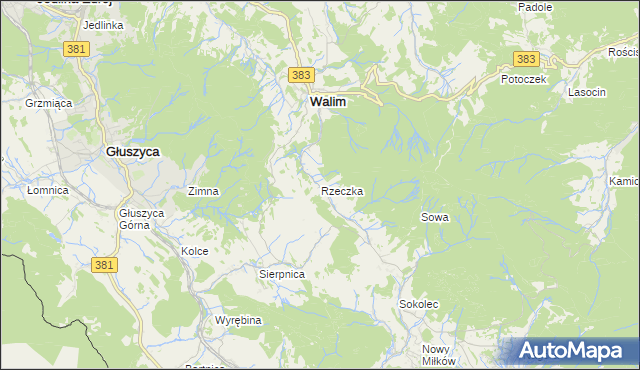 mapa Rzeczka gmina Walim, Rzeczka gmina Walim na mapie Targeo