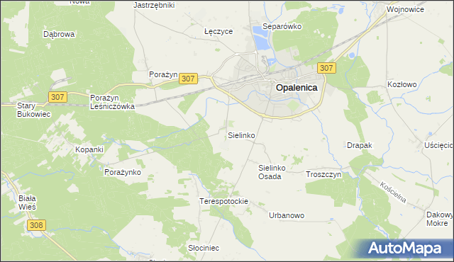 mapa Sielinko, Sielinko na mapie Targeo