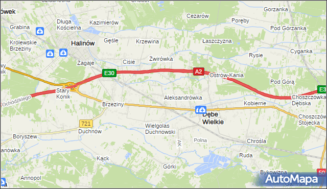 mapa Aleksandrówka gmina Dębe Wielkie, Aleksandrówka gmina Dębe Wielkie na mapie Targeo