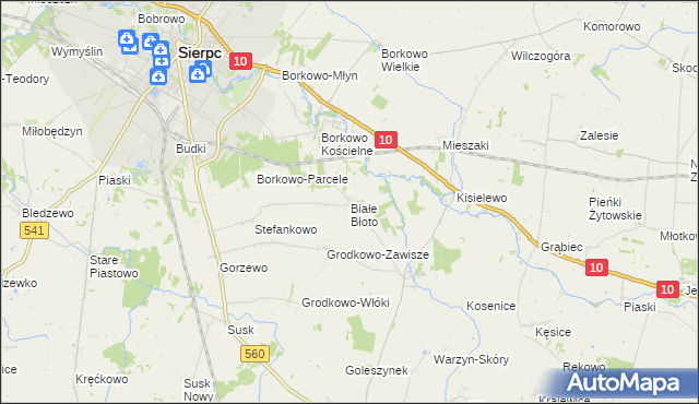 mapa Białe Błoto gmina Sierpc, Białe Błoto gmina Sierpc na mapie Targeo
