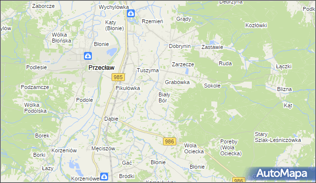 mapa Biały Bór gmina Przecław, Biały Bór gmina Przecław na mapie Targeo