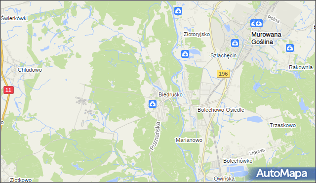 mapa Biedrusko, Biedrusko na mapie Targeo