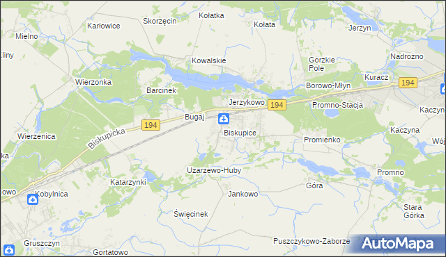 mapa Biskupice gmina Pobiedziska, Biskupice gmina Pobiedziska na mapie Targeo