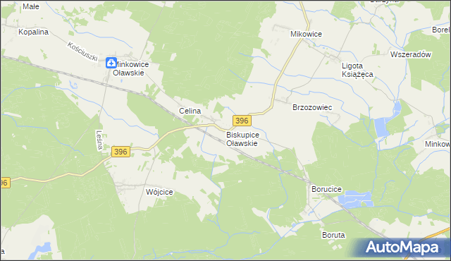 mapa Biskupice Oławskie, Biskupice Oławskie na mapie Targeo