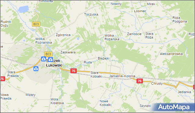 mapa Błażejki, Błażejki na mapie Targeo