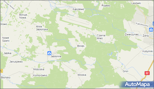 mapa Blinek, Blinek na mapie Targeo