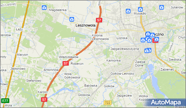 mapa Bobrowiec gmina Piaseczno, Bobrowiec gmina Piaseczno na mapie Targeo