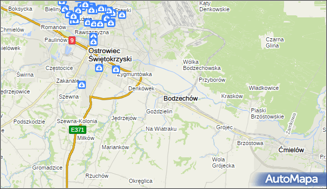 mapa Bodzechów, Bodzechów na mapie Targeo