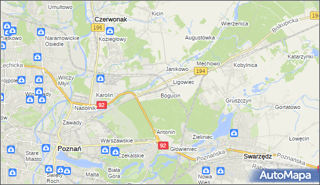 mapa Bogucin gmina Swarzędz, Bogucin gmina Swarzędz na mapie Targeo