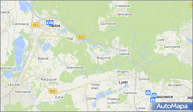 mapa Bogunice, Bogunice na mapie Targeo