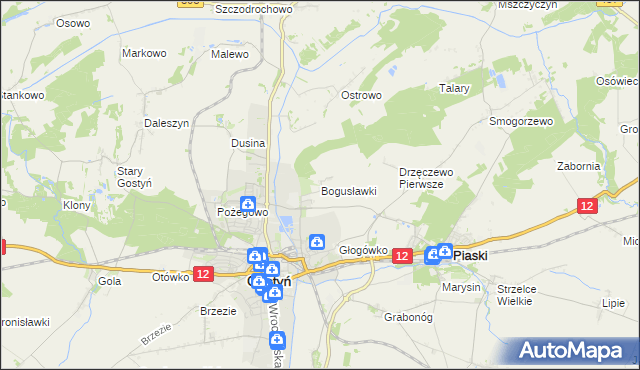 mapa Bogusławki gmina Gostyń, Bogusławki gmina Gostyń na mapie Targeo