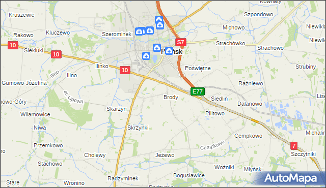 mapa Brody gmina Płońsk, Brody gmina Płońsk na mapie Targeo