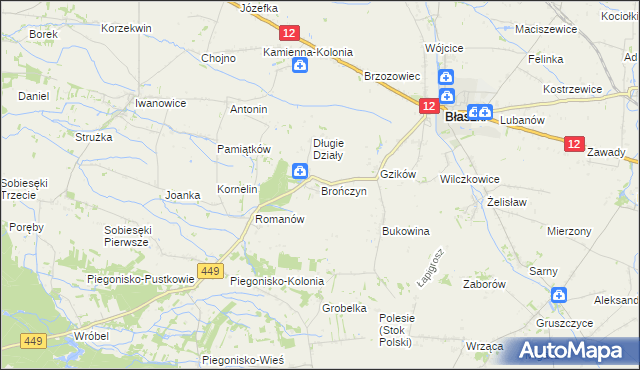 mapa Brończyn, Brończyn na mapie Targeo