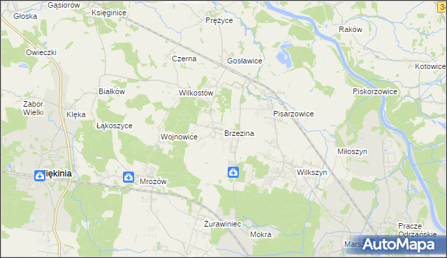 mapa Brzezina gmina Miękinia, Brzezina gmina Miękinia na mapie Targeo