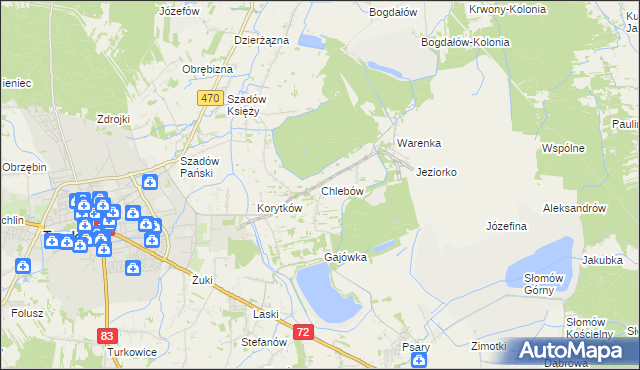 mapa Chlebów gmina Turek, Chlebów gmina Turek na mapie Targeo