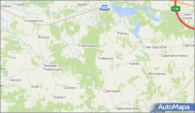 mapa Chlewiska gmina Kotuń, Chlewiska gmina Kotuń na mapie Targeo